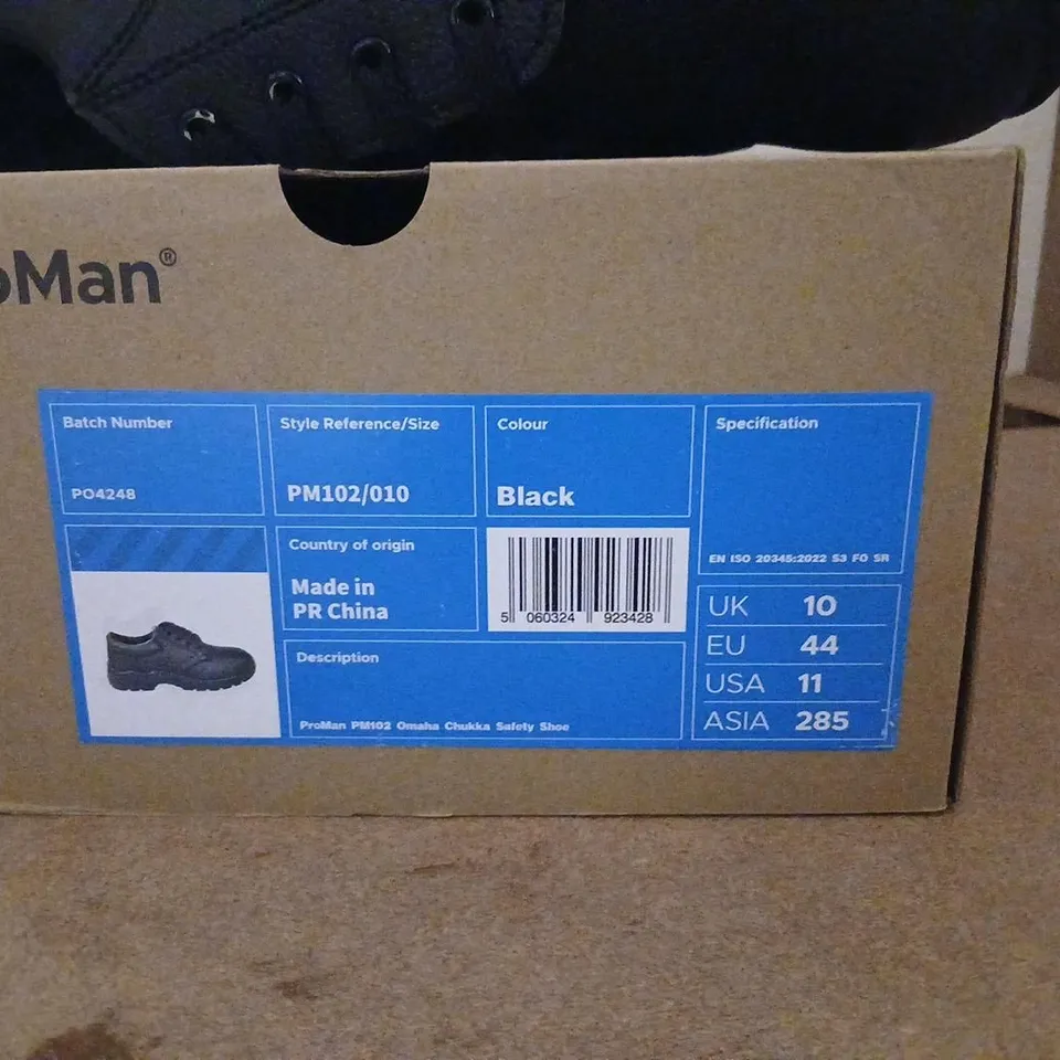 PROMAN PM102 BLACK SAFETY SHOES – UK 10 (EU 44)