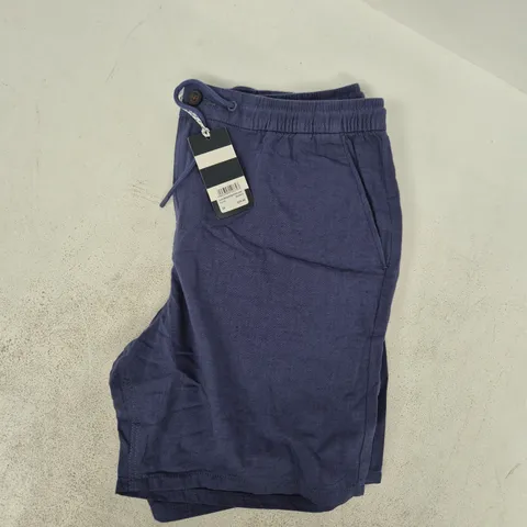 CREW CLOTHING COMPANY PLAIN LINEN BLEND DRAWSTRING SHORTS IN NAVY SIZE 36