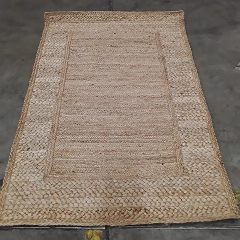 NATURAL JUTE FLOOR RUG RUNNER – WOVEN TEXTURE WITH BORDER 180X120CM APPROXIMATELY