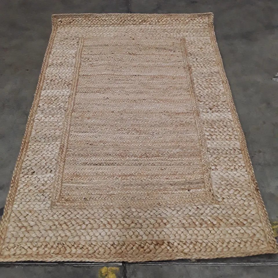 NATURAL JUTE FLOOR RUG RUNNER – WOVEN TEXTURE WITH BORDER 180X120CM APPROXIMATELY