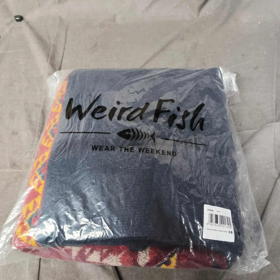 BAGGED WEIRD FISH NAVY KNITTED JUMPER DRESS – UK 18