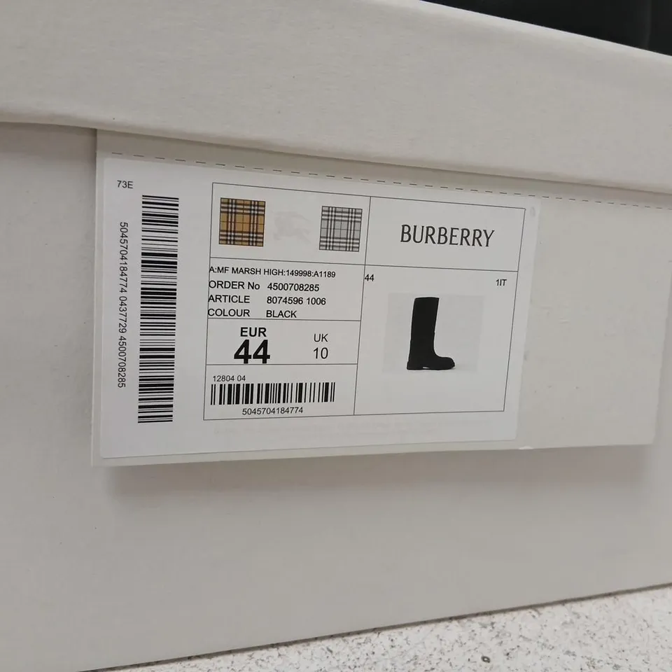 BURBERRY BLACK KNEE-HIGH RUBBER BOOTS – MEN'S UK 10 (EU 44)
