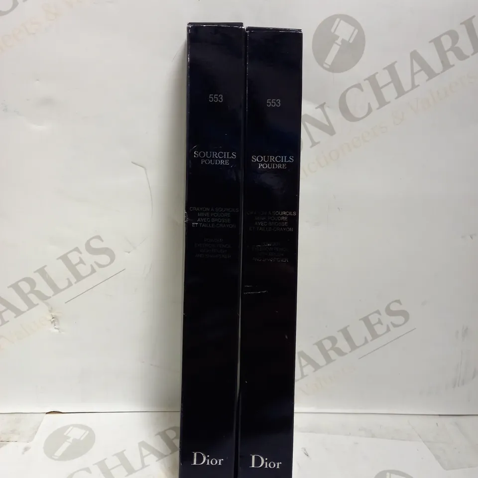 LOT OF 2 DIOR SOURCILS POUDRE POWDER EYEBROW PENCILS - 553 MARRON GLACE CHESTNUT