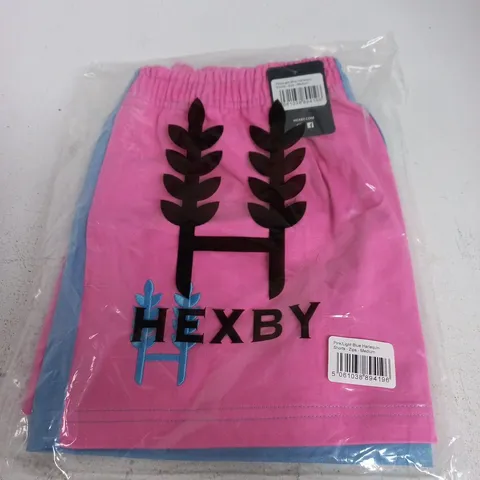 HEXBY PINK/LIGHT BLUE HARLEQUIN SHORTS – ZIPS – MEDIUM 