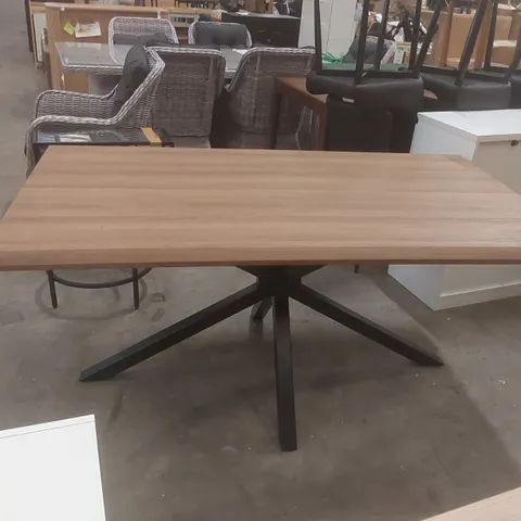 DESIGNER WOODEN DINING TABLE WITH METAL BASE