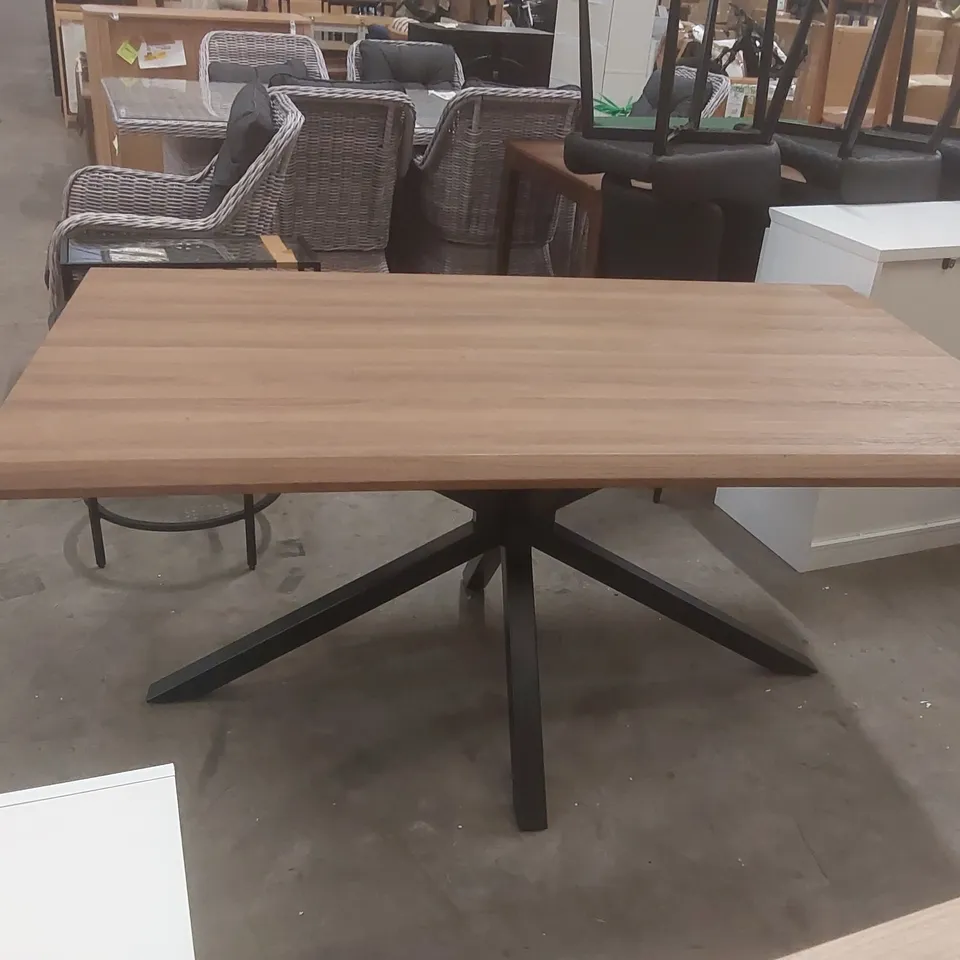 DESIGNER WOODEN DINING TABLE WITH METAL BASE