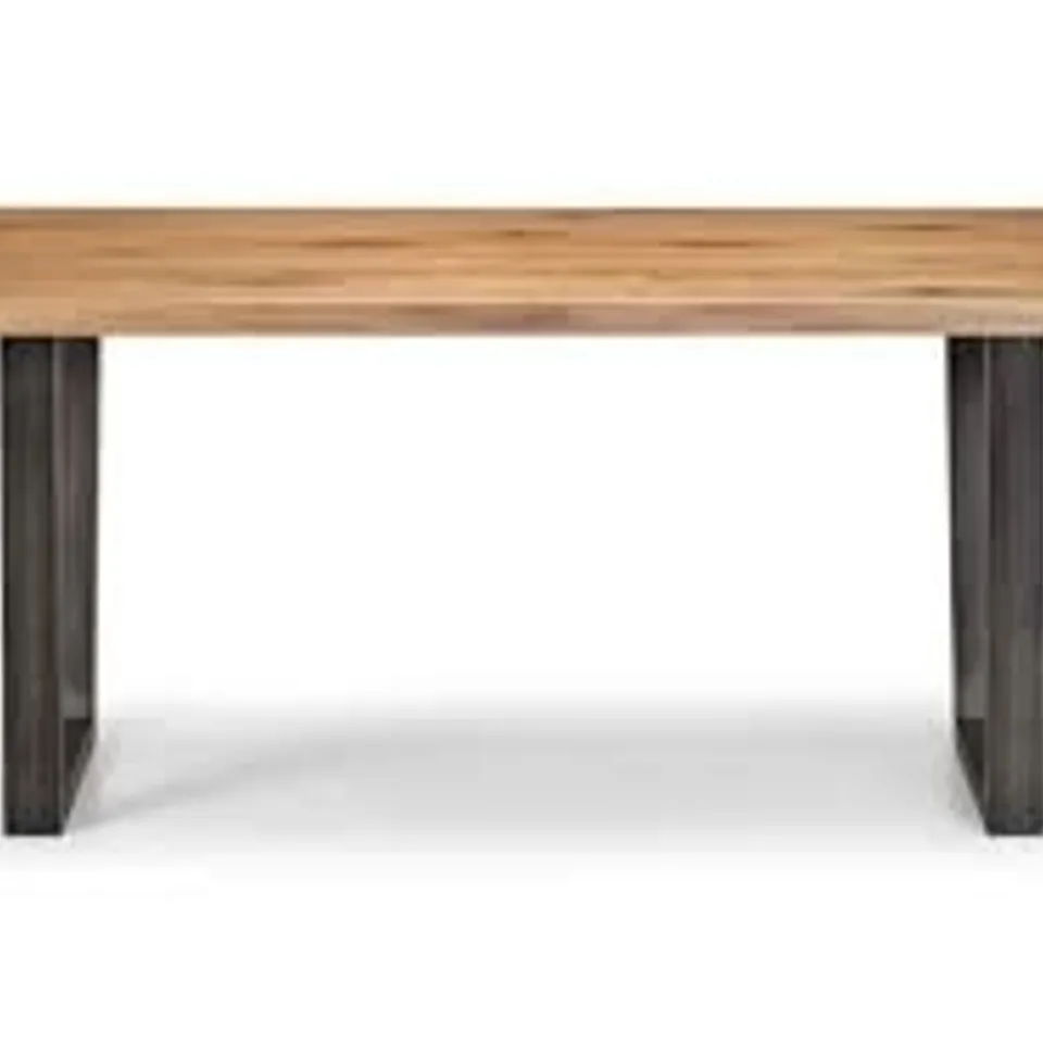 BOXED JULIAN BOWEN BROOKLYN DINING TABLE - OAK & GUNMETAL (1 BOX)