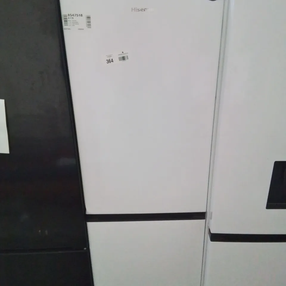 HISENSE RB327N4BWE 55CM FREESTANDING 50/50 FRIDGE FREEZER - 256 LITRE CAPACITY - TOTAL NO FROST -LED LIGHT - REVERSIBLE DOOR - SILVER - E RATED, H182.4 X W55 X D56.2 (CM) [ENERGY CLASS E]