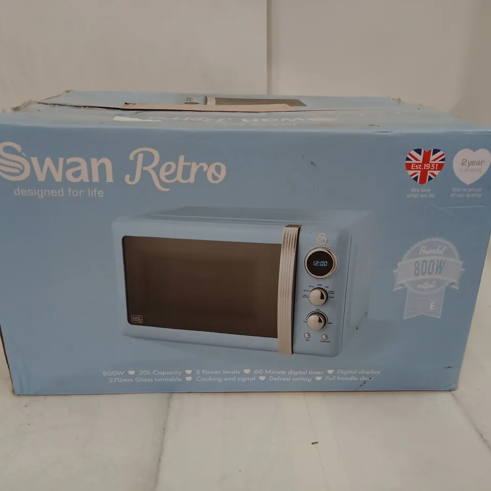 SWAN RETRO MICROWAVE OVEN – SKY BLUE, 800W, (SM22030BLN) - BOXED