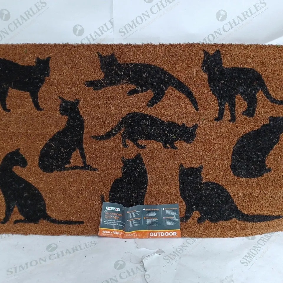 GARDMAN CAT MONTAGE COIR MAT 45CM X 75CM