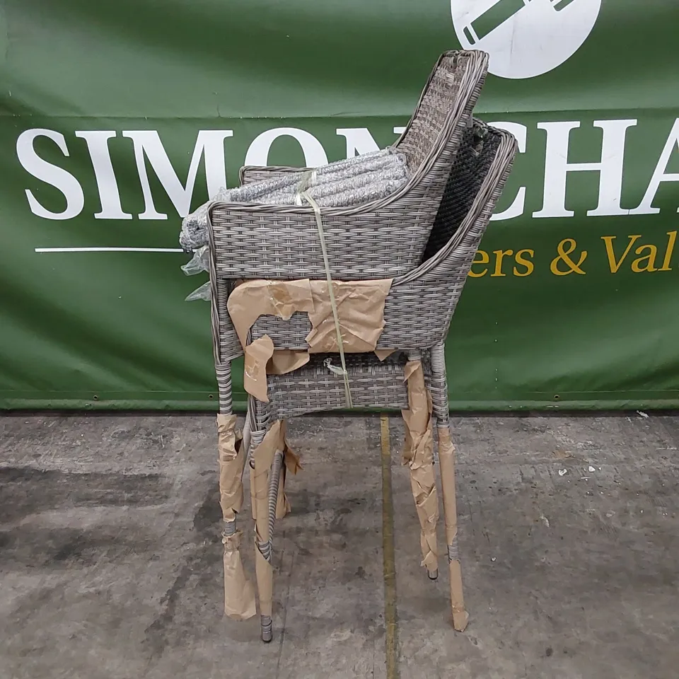 PAIR OF PORTO PATIO BAR STOOLS IN GREY
