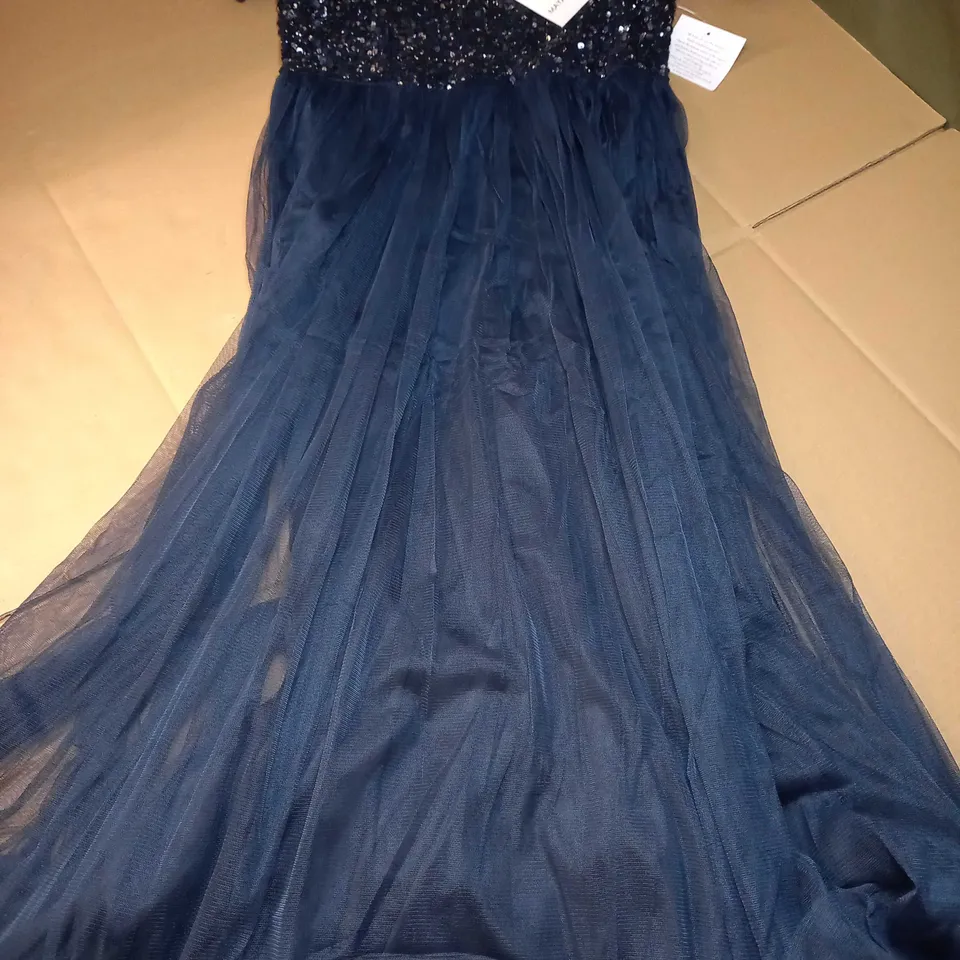 MAYA DELUXE NAVY/SEQUIN DETAILED EVENING/OCCASION DRESS - SIZE 12