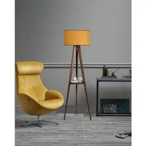 BOXED SAVANNAH 176cm BROWN TRAY TABLE FLOOR LAMP (2 BOXES)