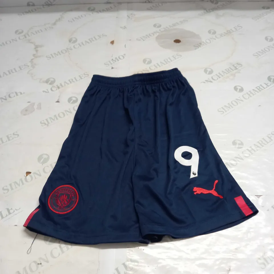MANCHESTER CITY FC 3RD SHIRT AND SHORTS WITH HAALAND 9 ON THE BACK SIZE 22