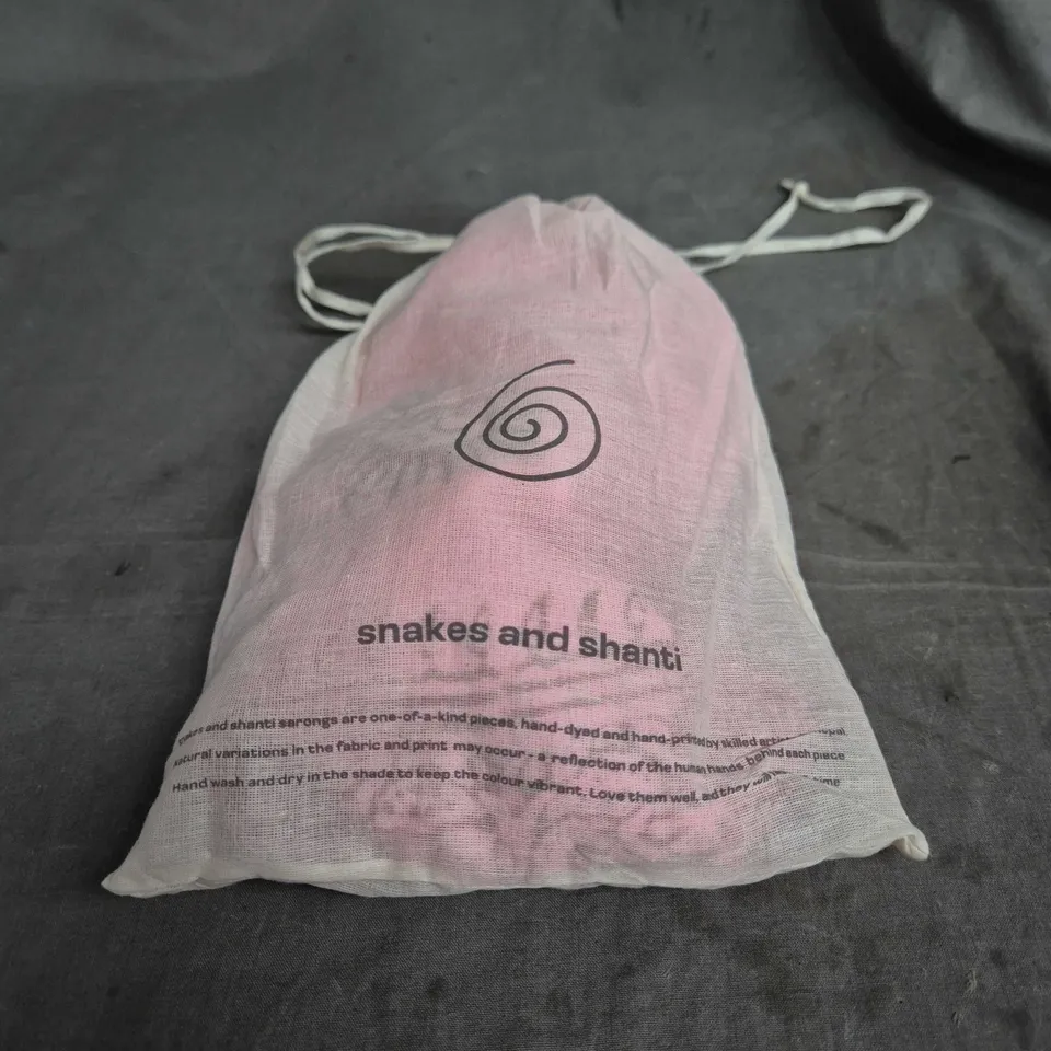 SNAKES & SHANTI PINK SARONG – (DRAWSTRING BAG INCLUDED)