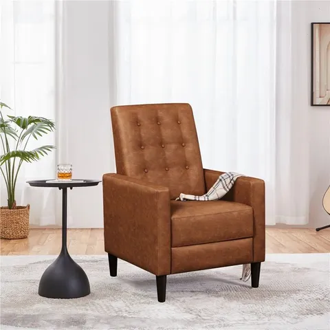 BOXED YAHEETECH FAUX LEATHER MANUAL RECLINER CHAIR - BROWN (1 BOX)