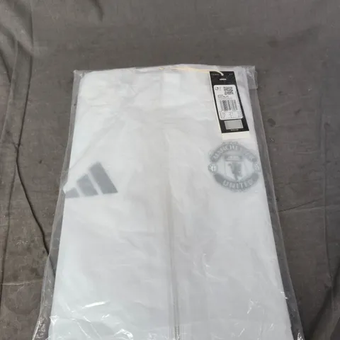 ADIDAS MANCHESTER UNITED WHITE ZIP-UP JACKET - SIZE S