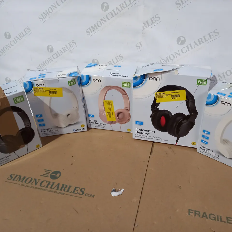 LOT OF 5 ASSORTED ONN HEADPHONES