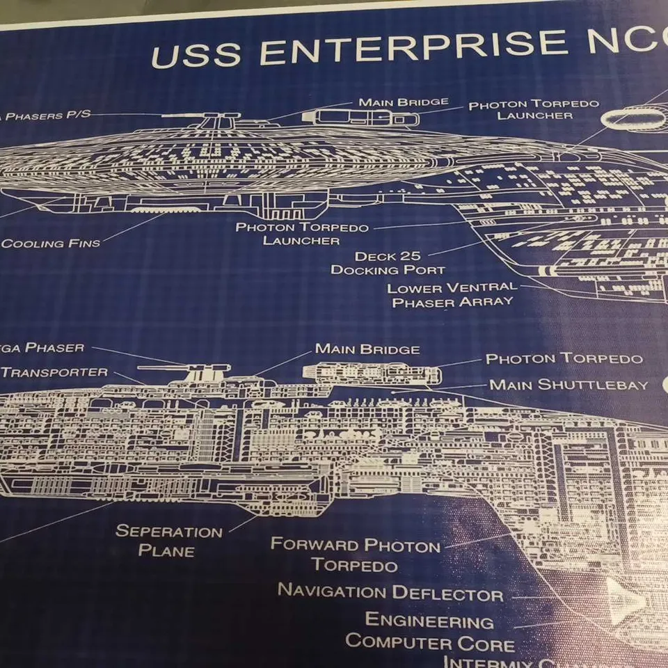 ROLLED PRINT OF THE USS ENTERPRISE - APPROX 100X50CM