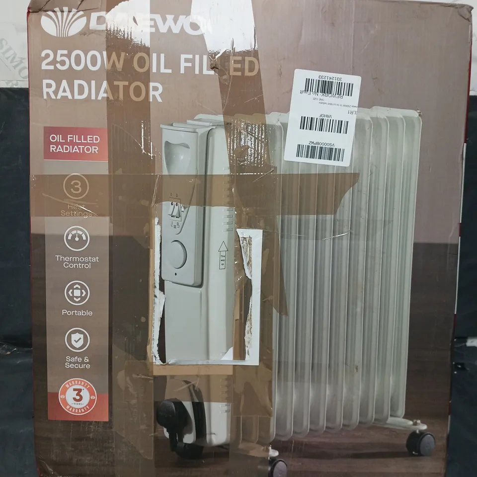 BOXED DAEWOO 2500W 11-FIN OIL-FILLED RADIATOR RRP £44