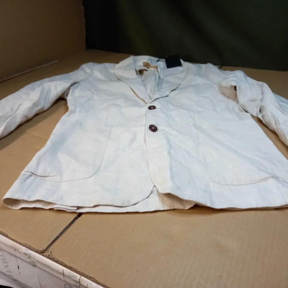 PERCIVAL OATMEAL/BUTTON DETAIL JACKET/BLAZER - MEDIUM