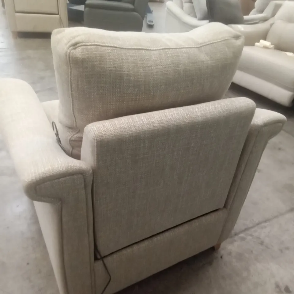 DESIGNER G PLAN MADE RILEY ELECTRIC RECLINER CHAIR - SEA SPRAY FABRIC 