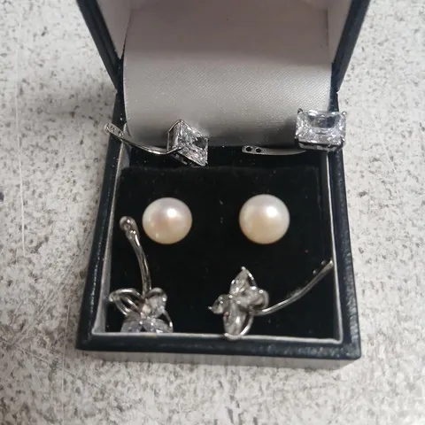DIAMONIQUE 8CT TW CULTURED FRESHWATER PEARL SET OF 2 EARRINGS 