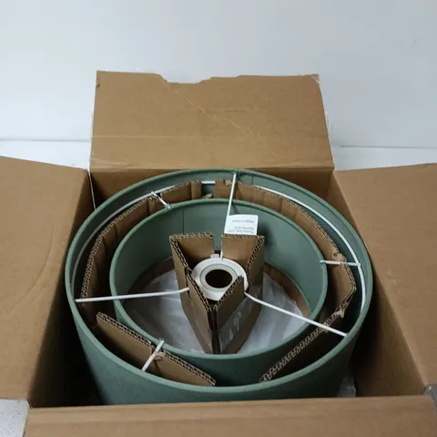 2 X GREEN CIRCULAR PENDANT LIGHT SHADES