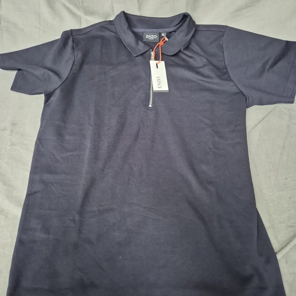 ENZO MILANO QUARTER ZIP T-SHIRT IN NAVY - XL