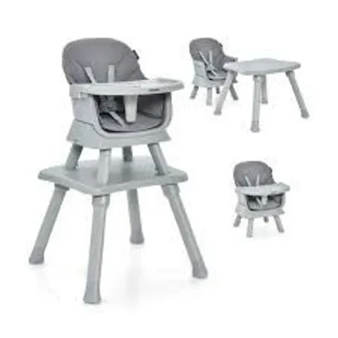 BOXED 6-IN-1 GROW-WITH-ME BABY HIGH CHAIR, 5-POINT HARNESS, BOOSTER SEAT CHAIR - GREY