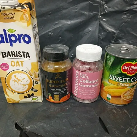 APPROXIMATELY 5 ASSORTED FOOD &DRINK ITEMS TO INCLUDE - ALPRO, GUMMIES AND SWEETCORN - COLLECTION ONLY