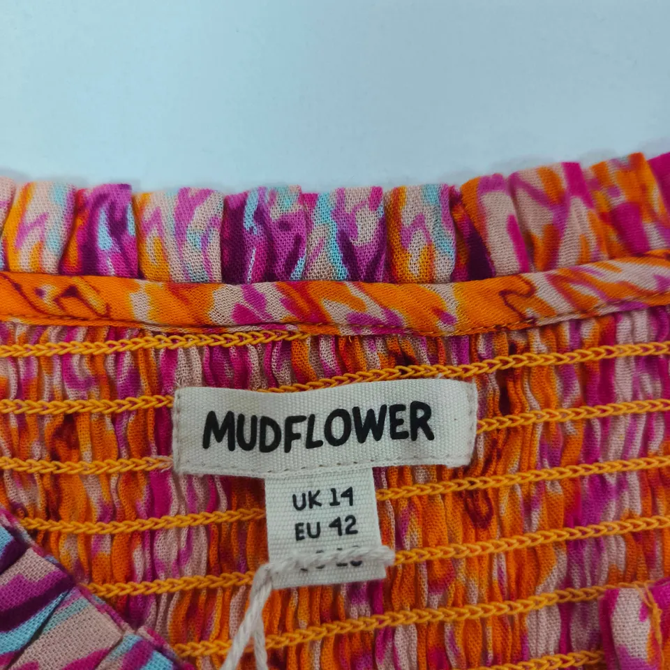 MUDFLOWER WOMEN'S DRESS – BRIGHT ZIGZAG PRINT, UK 14 (EU 42)