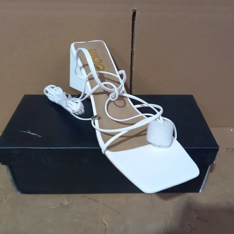 BOXED PAIR OF EGO HEELS IN WHITE UK SIZE 7