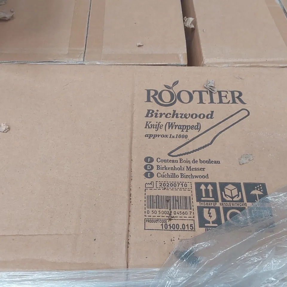 PALLET CONTAINING APPROXIMATELY 44,000 ROOTER DISPOSABLE WOODEN KNIVES