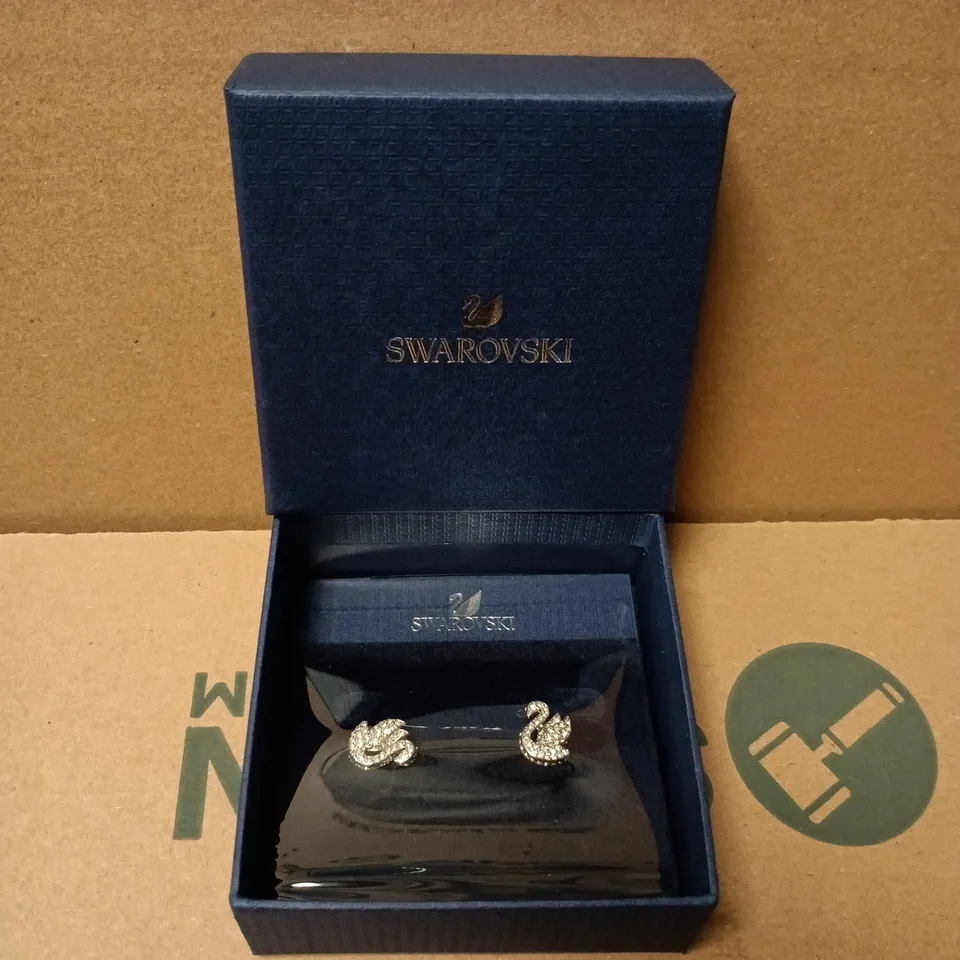 BOXED SWAROVSKI SWAN EARRINGS