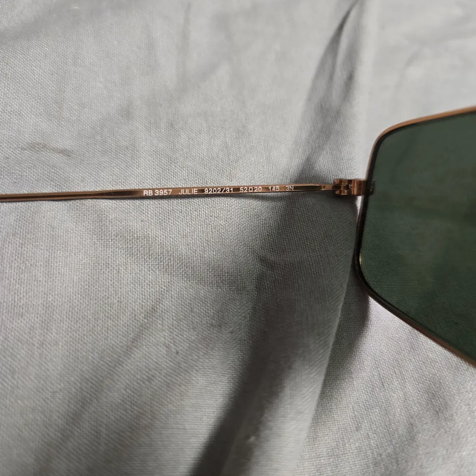 RAY-BAN JULIE RB3957 SUNGLASSES – GOLD FRAME, GREEN LENSES, BOXED