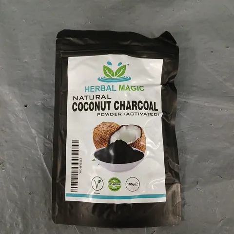 APPROXIMATELY 100 HERBAL MAGIC NATURAL COCONUT CHARCOAL POWDER (ACTIVATED) 100G POUCHES