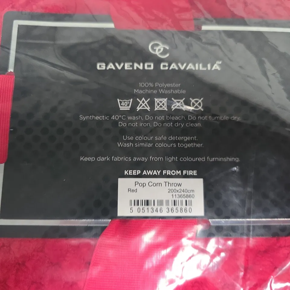 GAVENO CAVAILIA RED POP CORN THROW BLANKET 200X240CM 