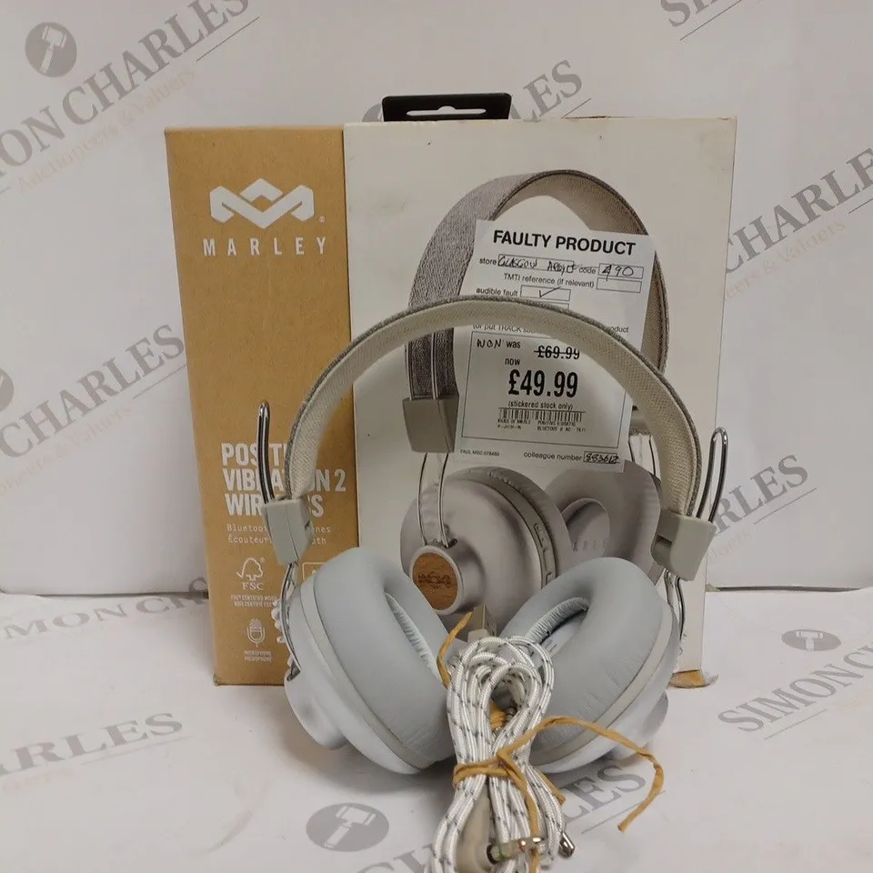 BOXED HOUSE OF MARLEY POSITIVE VIBRATIONS 2 WIRELESS BLUETOOTH HEADPHONES