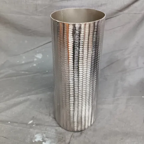 GISELA GRAHAM DECORATIVE TEXTURED METAL CYLINDER LONG VASE