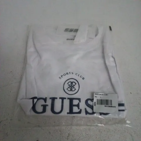GUESS WHITE T‑SHIRT WITH SPORTS CLUB LOGO – SIZE L