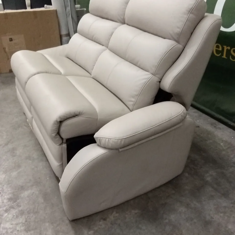 QUALITY DESIGNER 2 SEATER LEATHER SOFA - CREAM