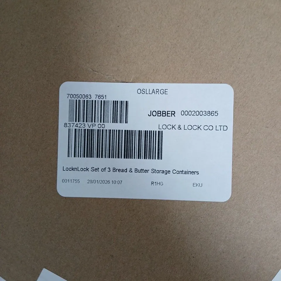 Lock & Lock Set of 3 Bread & Butter Storage Containers