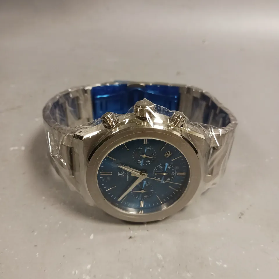 BERNARD REINHARDT WATCH BLUE DIAL 316 STAINLESS STEEL CASE & STRAP