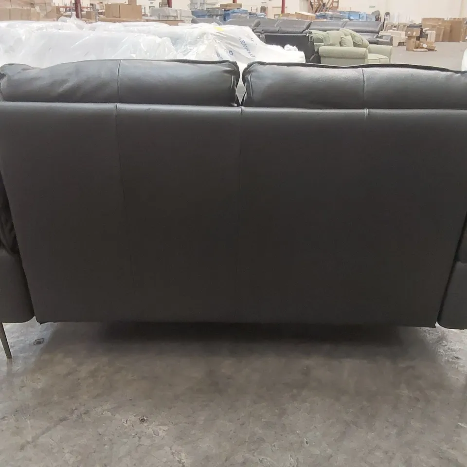 QUALITY DESIGNER ITALIAN MADE LEATHER BOLANZO LOVESEAT - DARK GREY