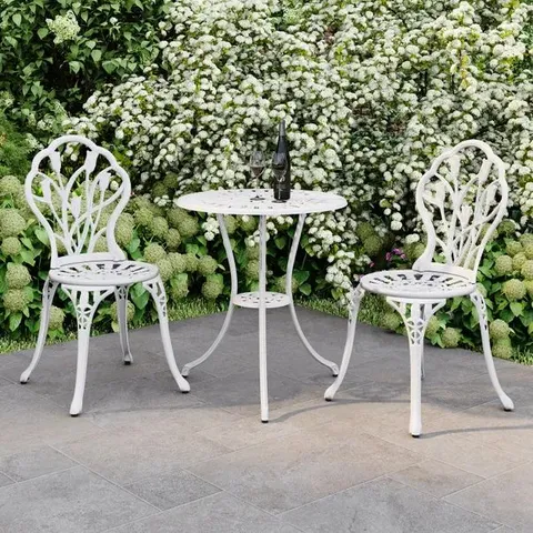 BOXED CAST ALUMINIUM WHITE TULIP BISTRO SET (1 BOX)