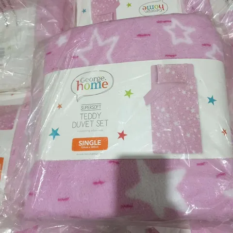 TWO BRAND NEW BAGGED HOME SUPERSOFT TEDDY DUVET SETS SINGLE 135CM X 200CM