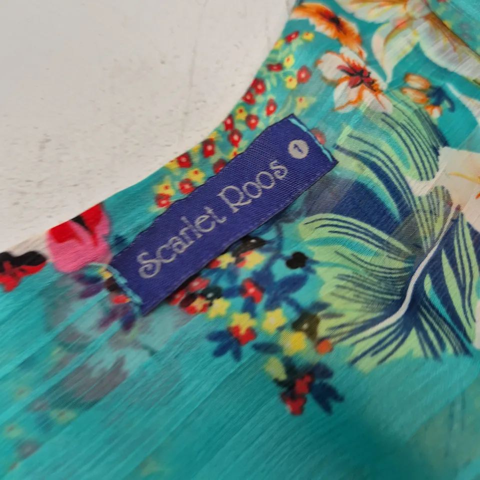 SCARLET ROOS WOMEN'S FLORAL DRESS – TURQUOISE TROPICAL PRINT