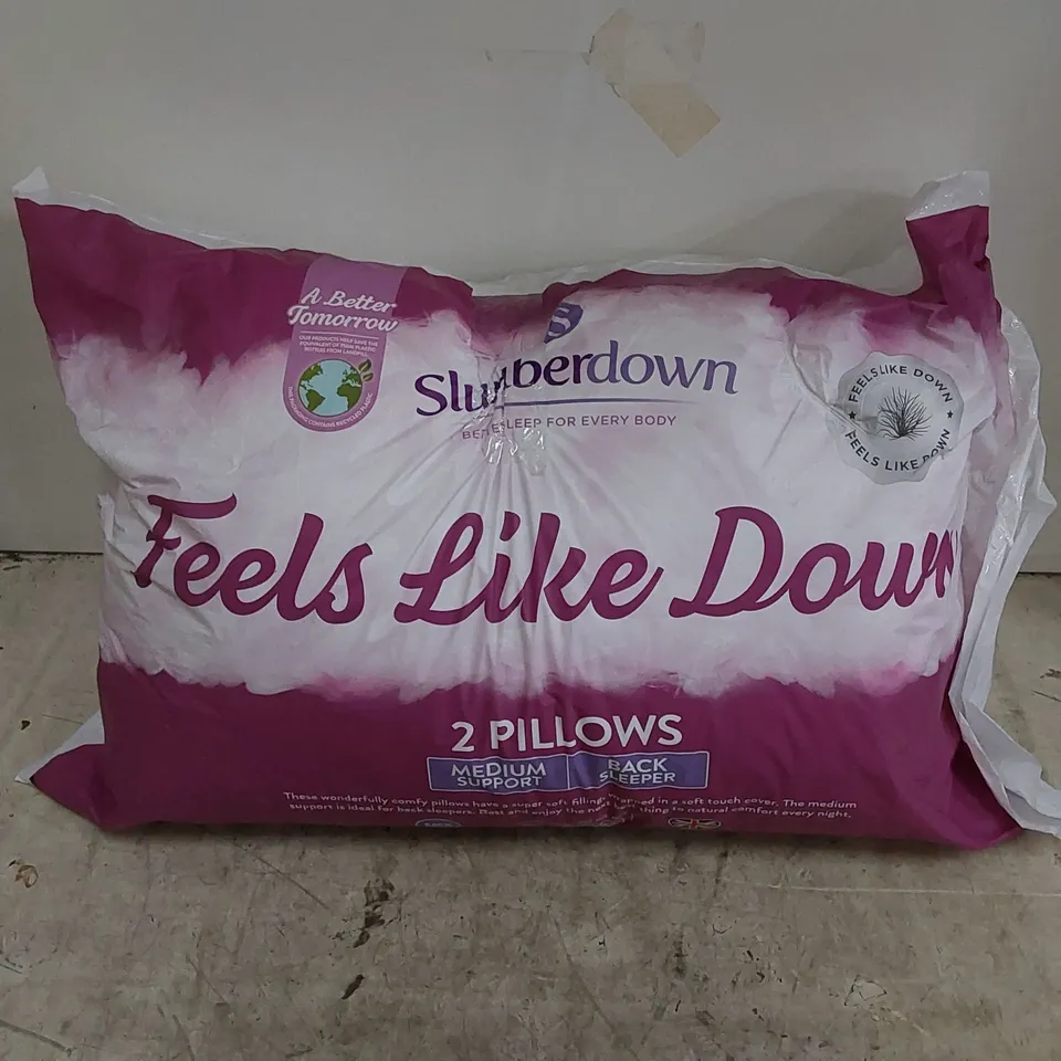 BAGGED SLUMBERDOWN SET OF 2 MEDIUM SUPPORT PILLOWS 