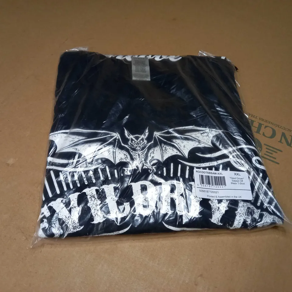 PACKAGED DEVIL DRIVER SAWED OFF BLACK T-SHIRT - XXL